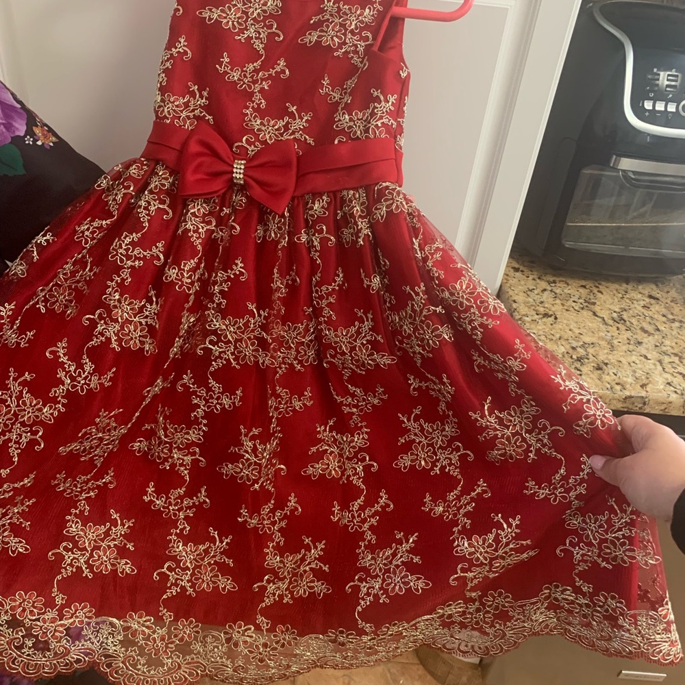 Elegant Red Lace Kids Dress